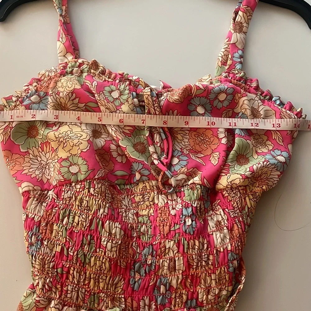 Sienna Sky Pink floral Ruffled Bustier Camisole tank top - Picture 8 of 9